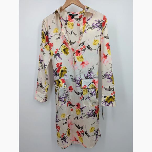 NWT Lauren Ralph Lauren Floral Print Dress Front Tie Waist Midi Long Sleeve Sz 2 - Picture 3 of 8